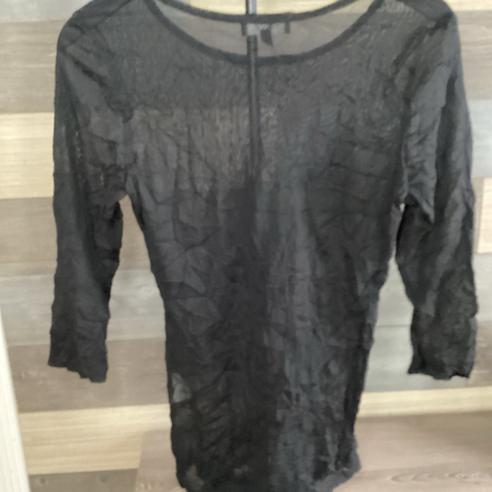 Comfy U.S.A sheer 3/4 sleeve top in black‎ Size Small WOMANS - Picture 6 of 6